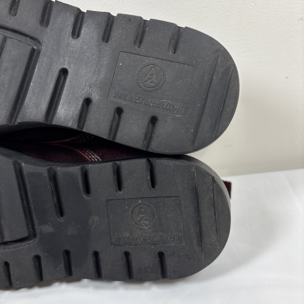 Vintage Arizona Womens 8M Retro 90s Y2K Oxford Burgundy Suede Shoes Chunky RARE - Picture 9 of 11